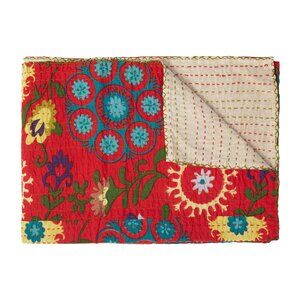 Taj Hotel Home Decor Kantha Cotton Throw | 1-Piece | Multicolor | 50"x70"